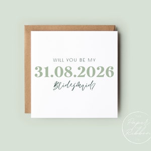Will you be my Bridesmaid card | Bridesmaid Proposal Card | Sage Green Bridesmaid | Will you be my Maid of Honour Card | Flower Girl