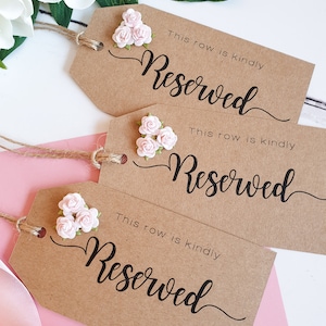 Wedding Reserved Tags | Rustic Kraft Wedding Reserved Seat Tags | Wedding Reserved Row Signs | Rustic Wedding Decoration