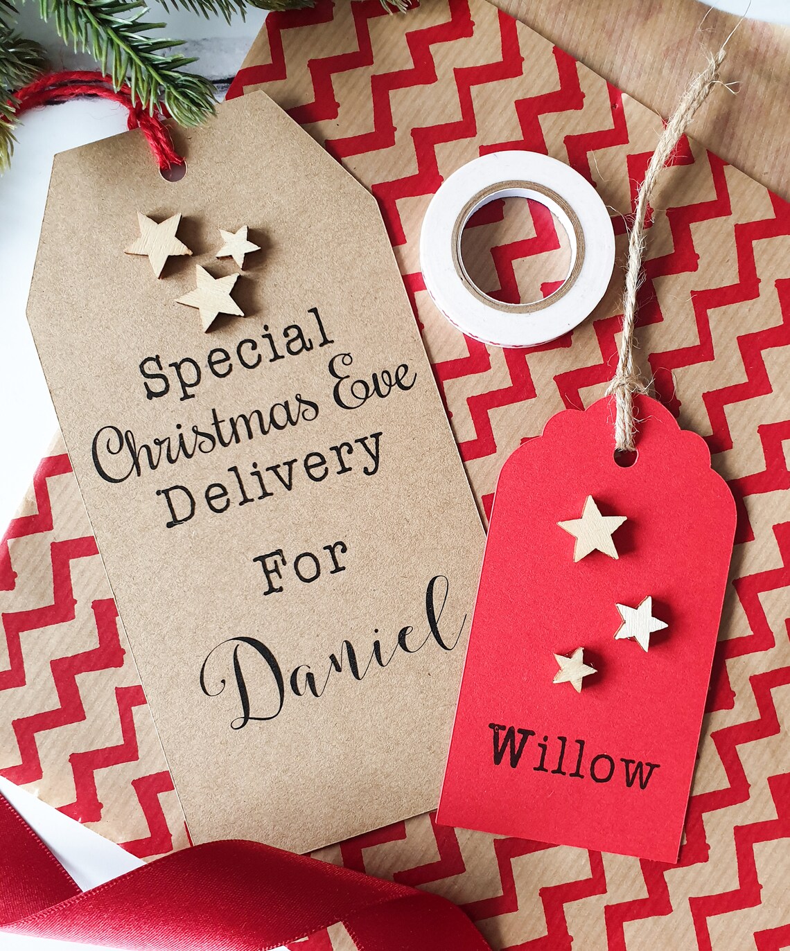 Christmas Gift Tags for Christmas Eve Box. Large Personalised | Etsy UK