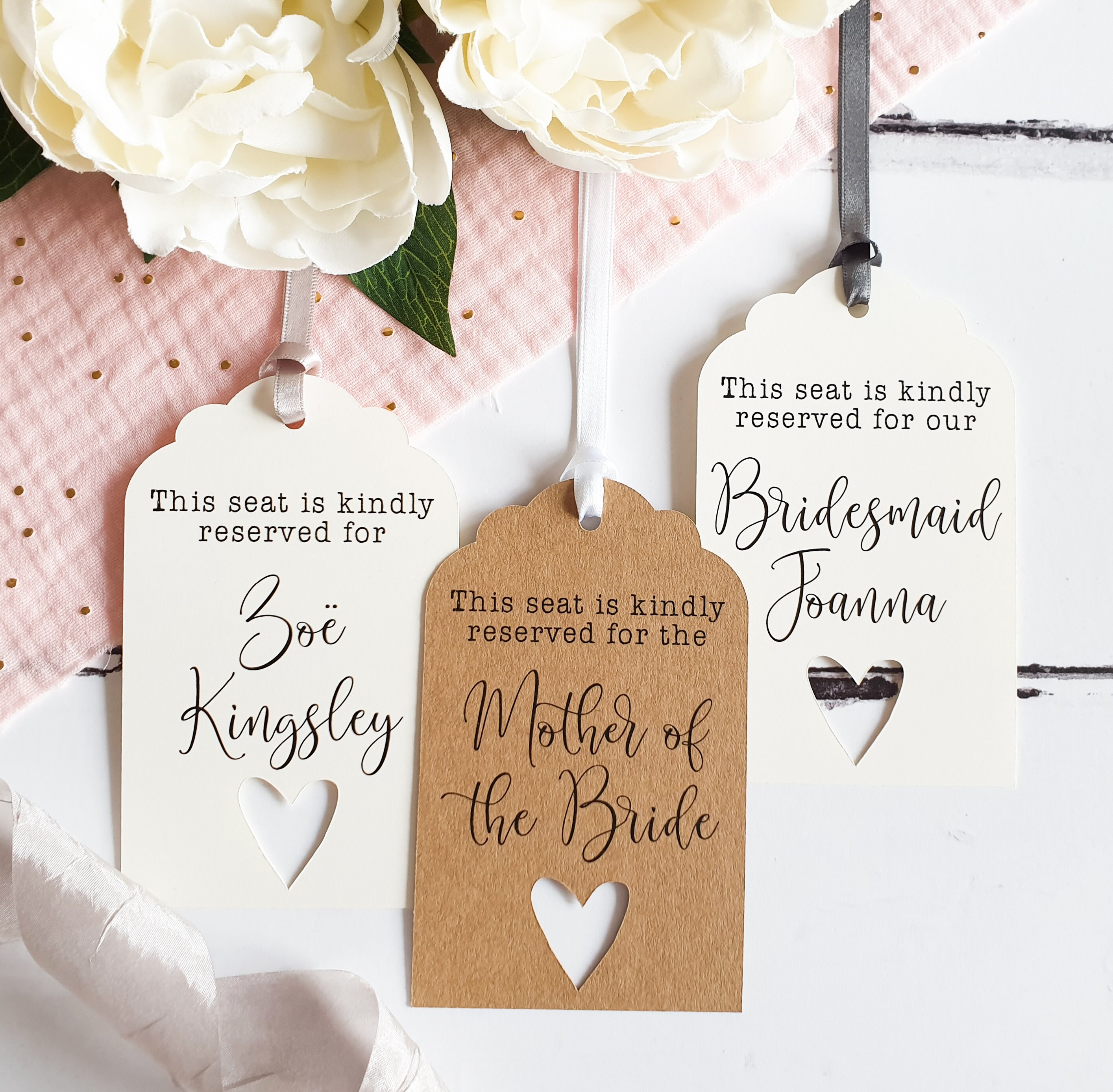 Wedding Reserved Seat Signs for Rustic Wedding Ceremony Decor. Cream …