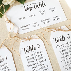 Table Plan Tags in White With Rustic Twine. Perfect for Seating Plan ...