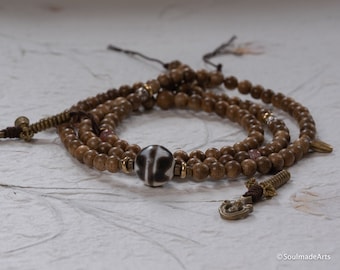 SPIRITUAL Mala Beads 108 - Agarwood Mala Necklace - Wrist Mala - Prayer Beads - Yoga Meditation Bracelet - Buddhist Necklace - Boho Jewelry