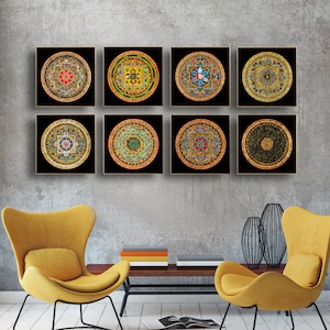 Tibetan Mandala Art Prints- Modern Home Decor Wall Art - Yoga Meditation Buddhist Painting - Wrathful Deity Heruka Samvara Thangka