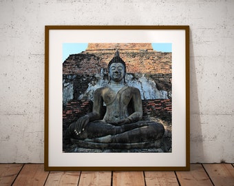 Wielki Budda – wydruk artystyczny – nowoczesny wystrój domu, sztuka zen, joga, medytacja