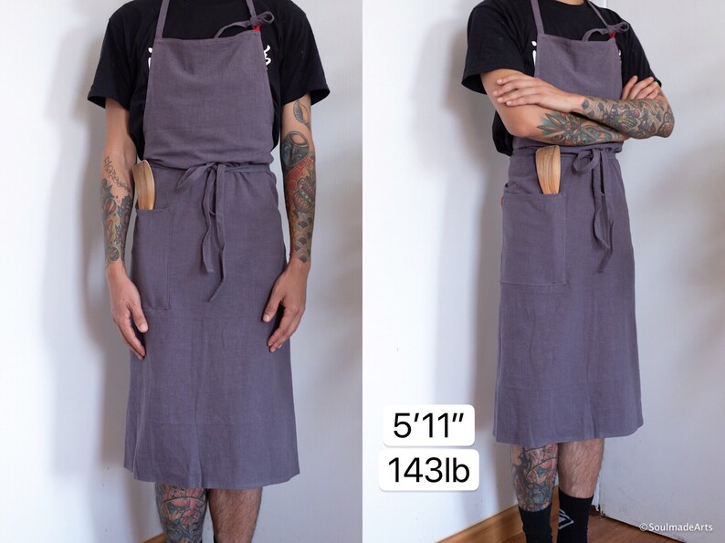 Handmade Linen Apron Linen pinafore Washed Long Apron Etsy