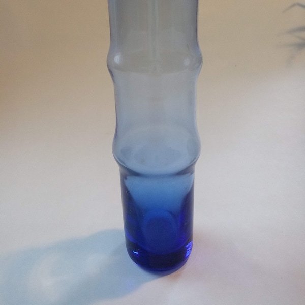 Blue Glass Skinny Vase - Vintage