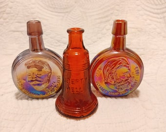 Vintage Red and Purple Wheaton Glass Bottle Set- Miniature 3"