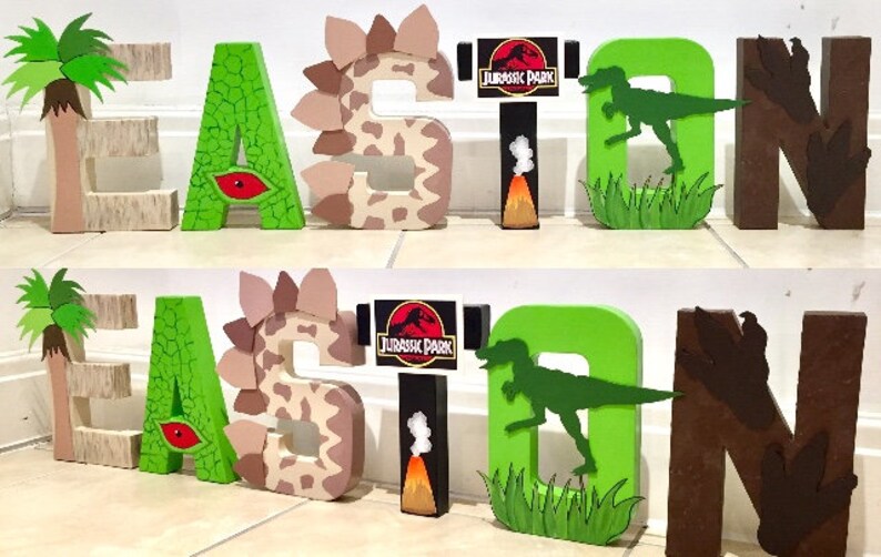 Kids Dinosaur Party Table Decor Letters Personalised Jurassic Etsy
