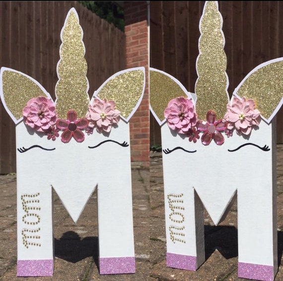 Unicorn Themed Mother S Day Letters Names Personalised Pink Girls Gift Mum Bedroom Decor Kids Princess Glitter Gold Children S Decor