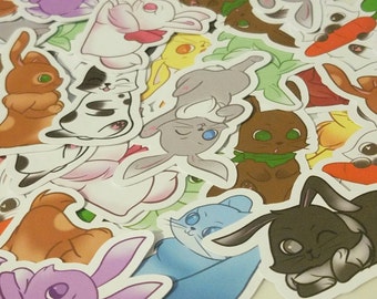 Beautiful Bunnies Sticker set of 24 / Glossy Bunny Stickers / Cute Rabbit Stickers / Kawaii Animal Stickers