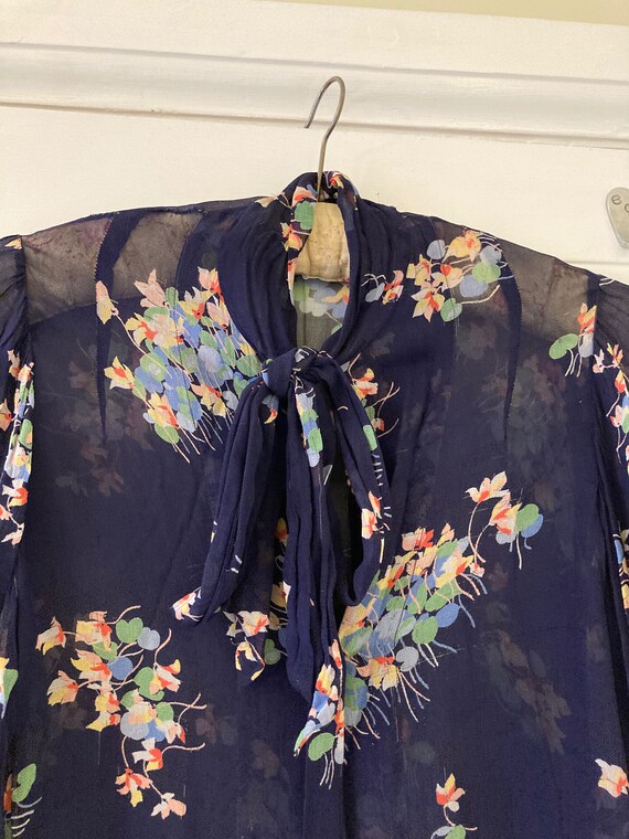 1930s chiffon floral blouse