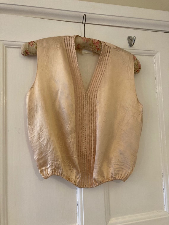 1930s peach satin dickie blouse