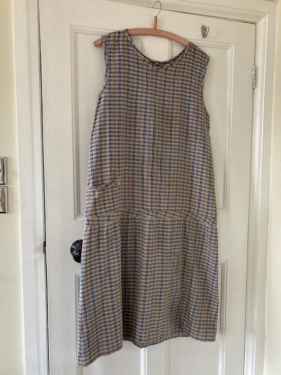 Work wear handmade 1930s check cotton dress