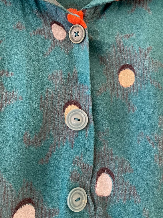 1940s teal spotted dress. Small size. - image 4