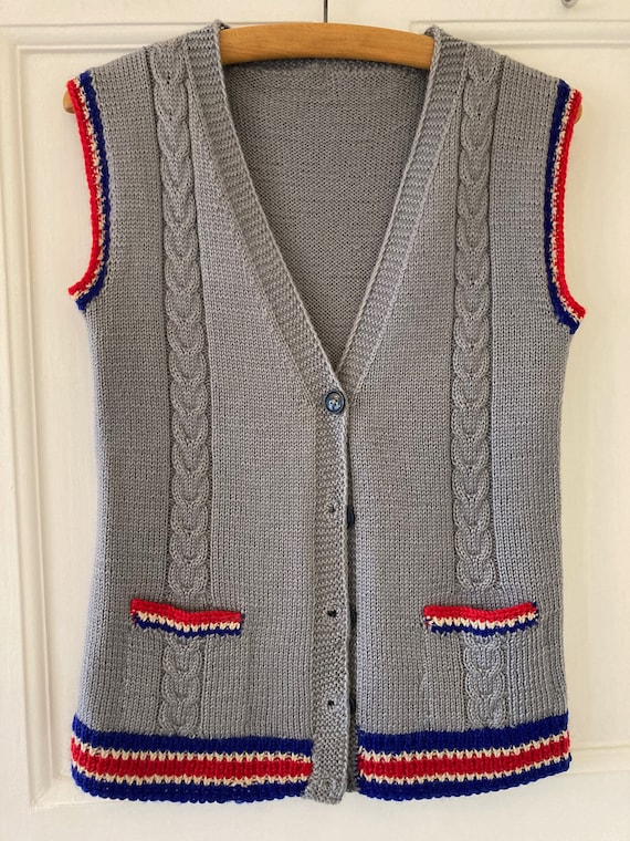 1940s hand knitted wool waistcoat