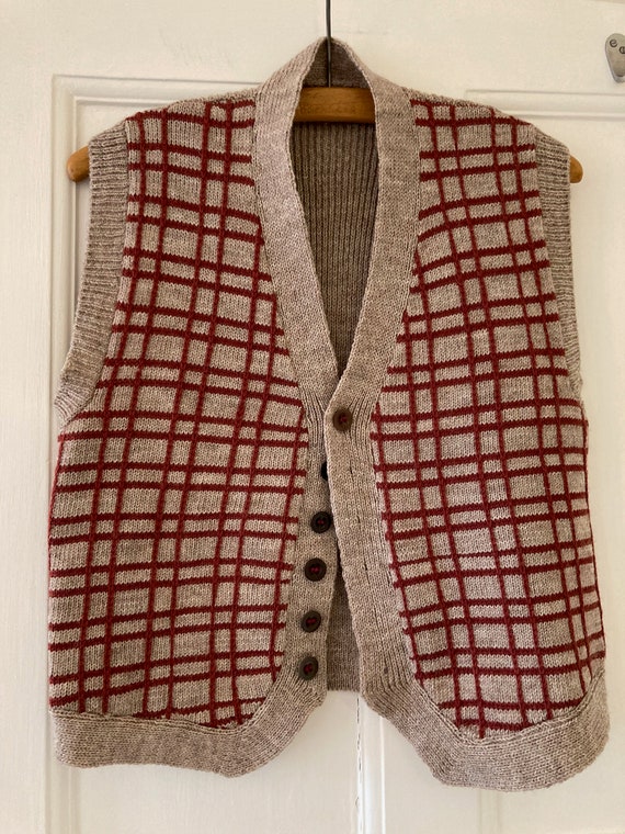 1940s style hand knitted wool waistcoat