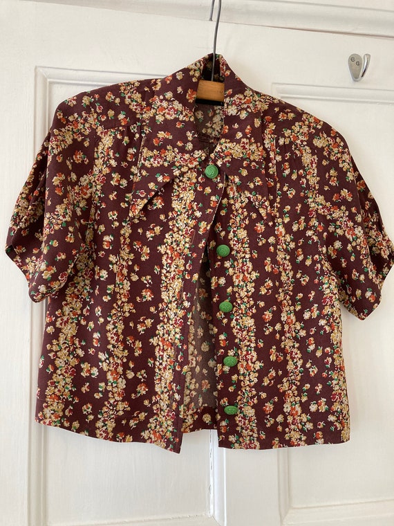 1970s Lee Bender at Bus Stop brown floral dagger c