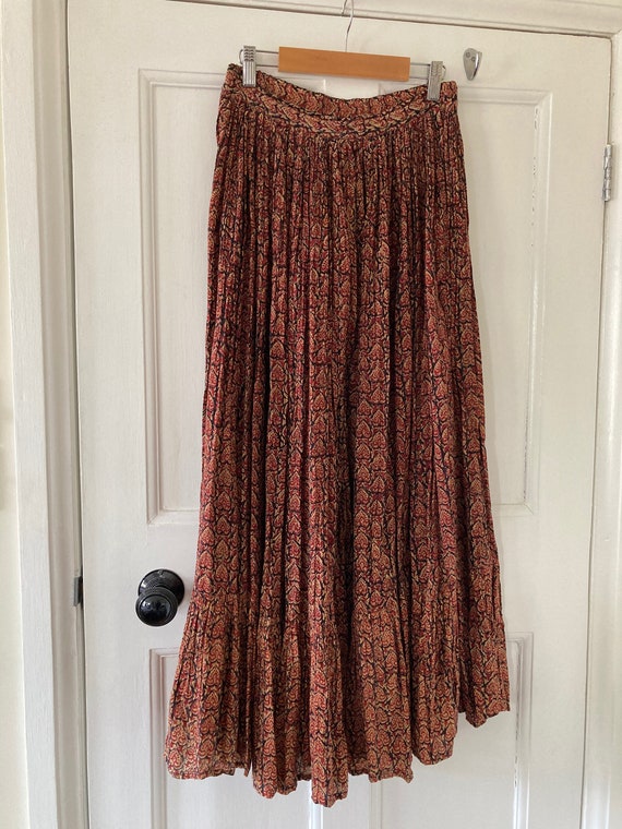 1970s Indian block print cotton maxi skirt