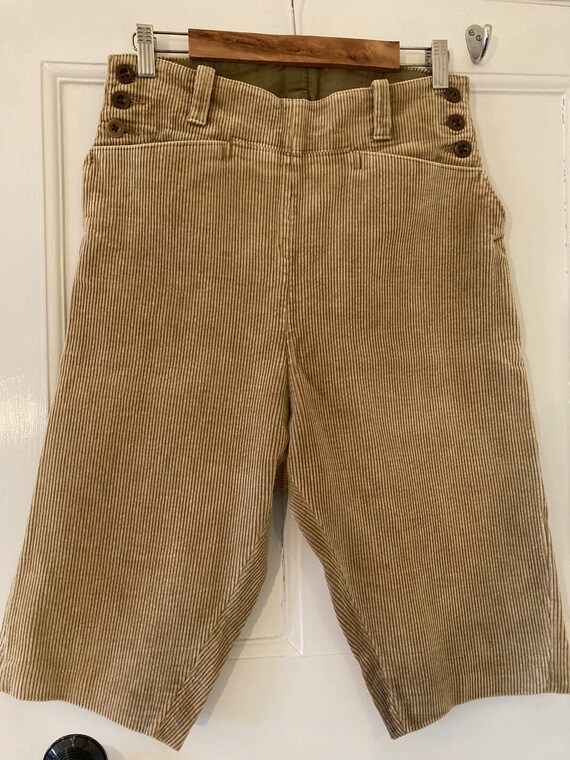 1940s beige corduroy, cut-off jodhpur style/croppe