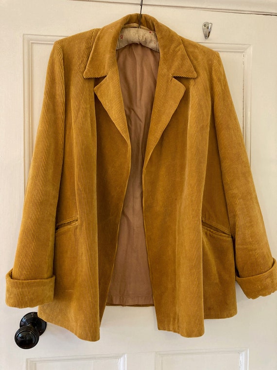 1940s mustard colour corduroy swing jacket coat