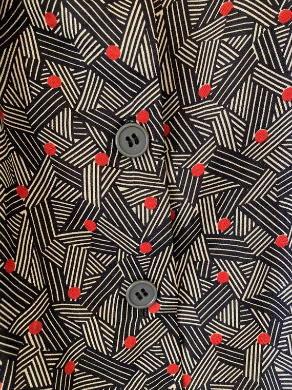 1970s black, cream and red, geometric pattern pus… - image 5