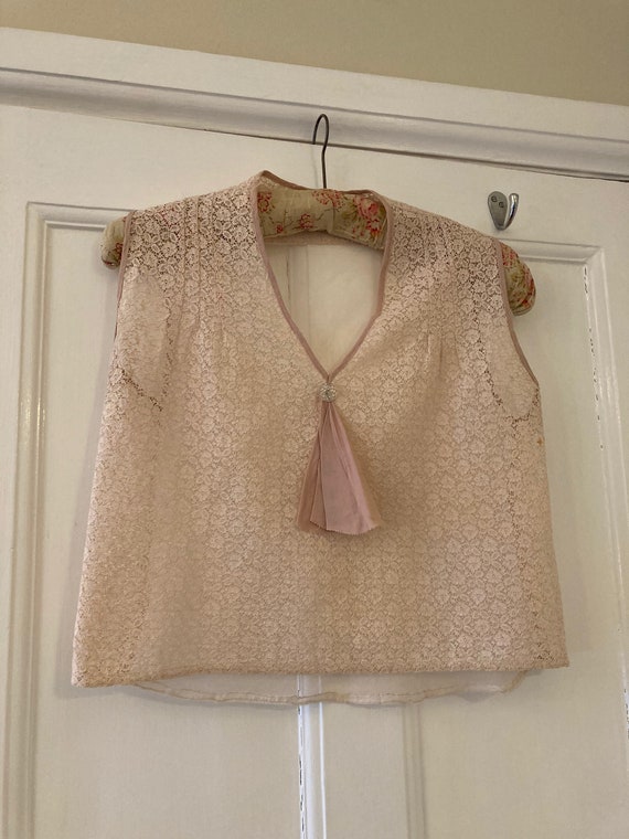 1930s pale pink lace dickie blouse