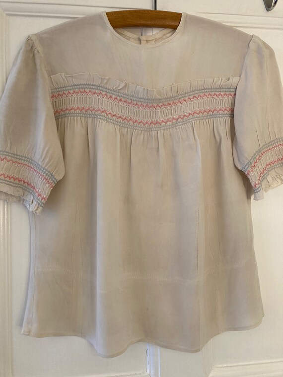 1930s rare ivory rayon embroidered blouse