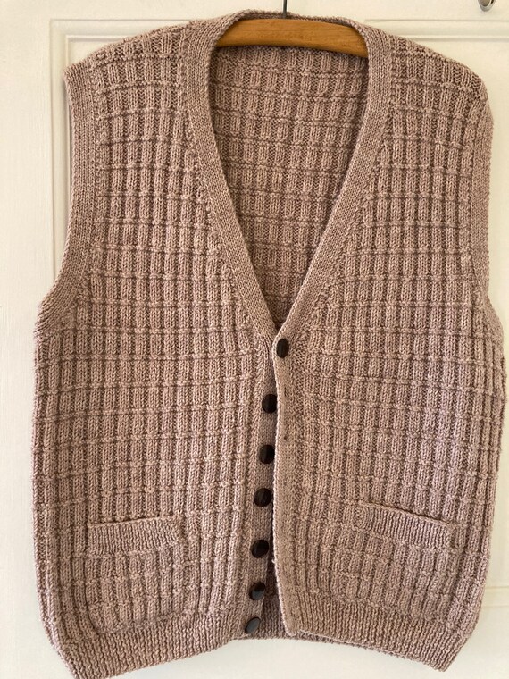 1970s 40s style hand knitted wool waistcoat