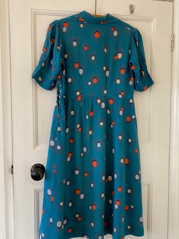 1940s teal spotted dress. Small size. - image 6