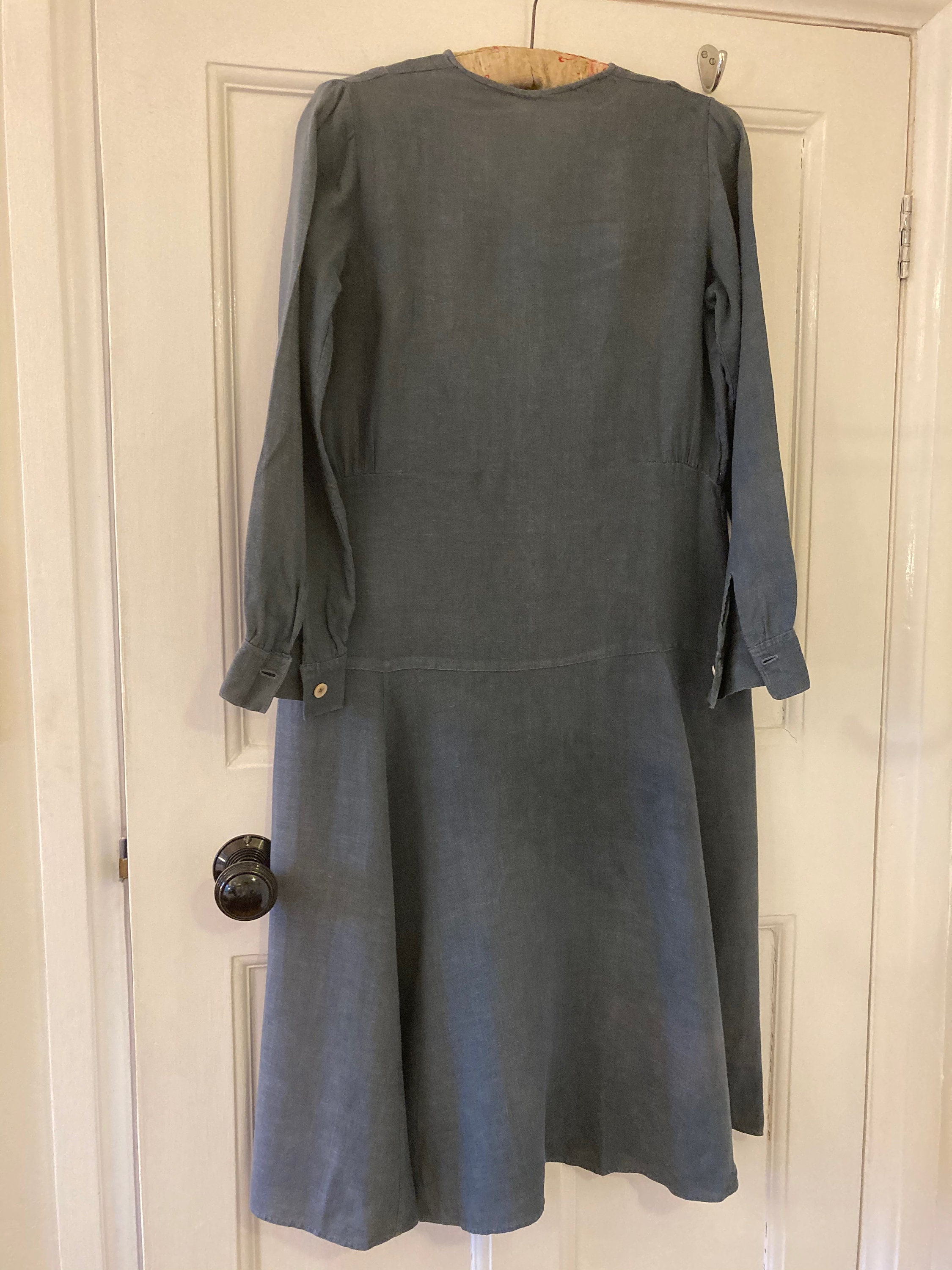 1920s hand made grey cotton/linen work wear dress | Etsy