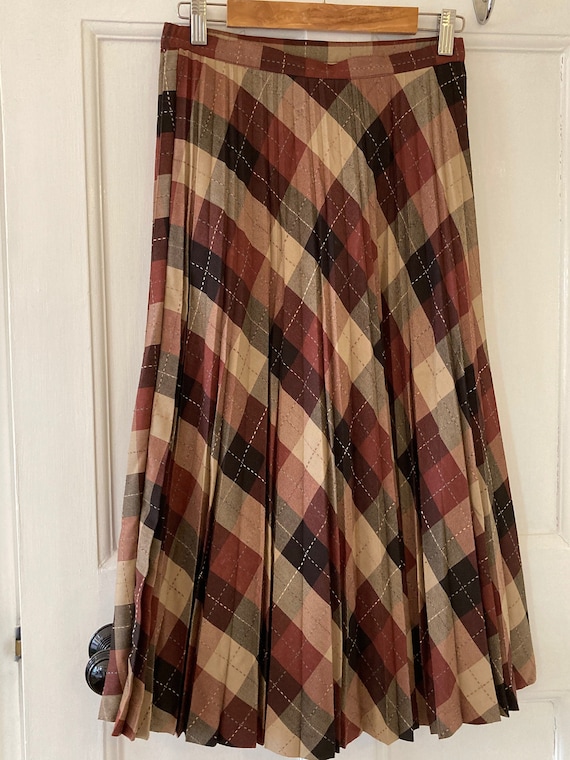 1970s Argyle pattern pleated skirt