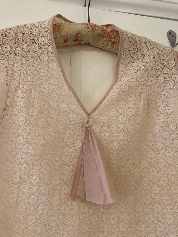 1930s pale pink lace dickie blouse. Small size. - image 2