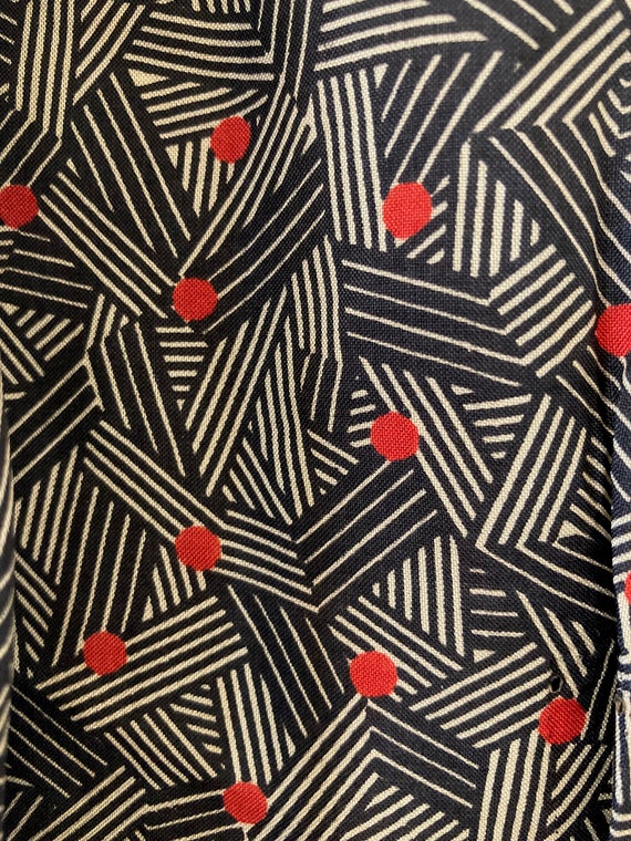 1970s black, cream and red, geometric pattern pus… - image 3