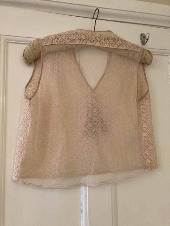 1930s pale pink lace dickie blouse. Small size. - image 4