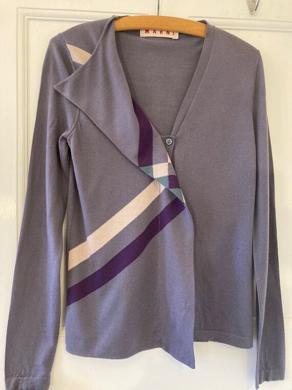 Marni, 1990s Marni muted purple/grey wool cardigan. Small size.