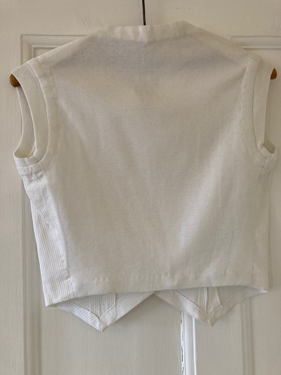 1930s rare white cotton and jersey knit waistcoat… - image 6