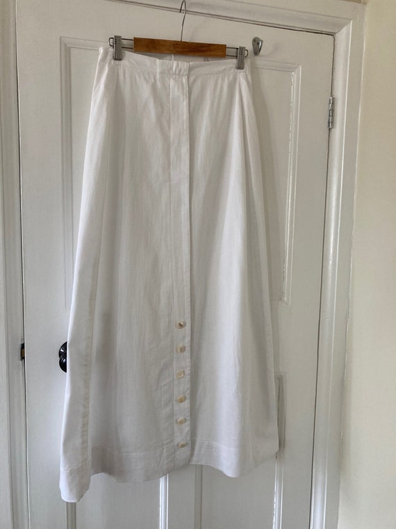 1920s white ribbed textured cotton ankle length sk