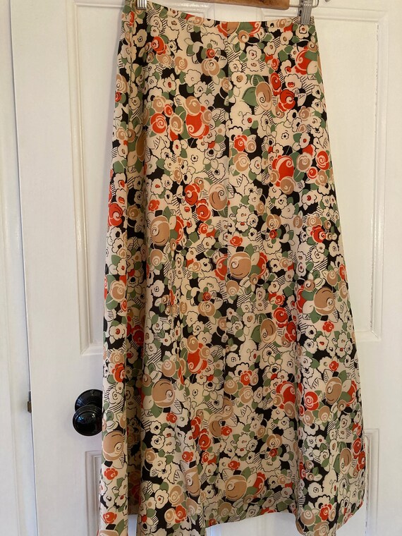 1970s folk style floral maxi skirt