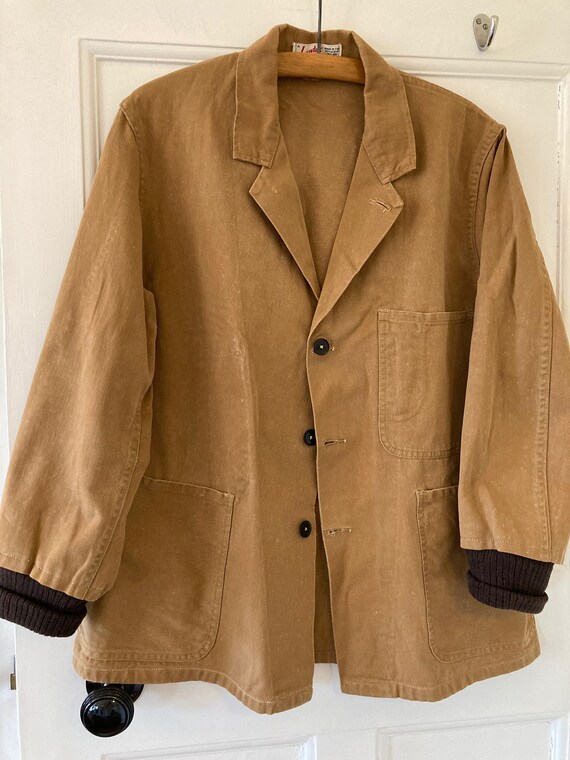 1950s tan workwear cotton canvas jacket