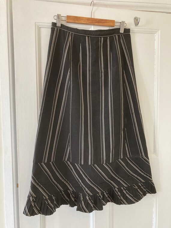 1910s antique black and cream stripe satinised cot
