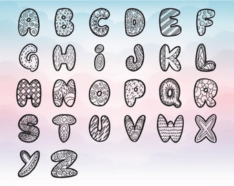 Filled Monogram Letter, Fancy Letter Alphabet, SVG Font, Vector,png, eps, png, dxf, Wedding Day font, Patterns,Overlays, Silhouettes
