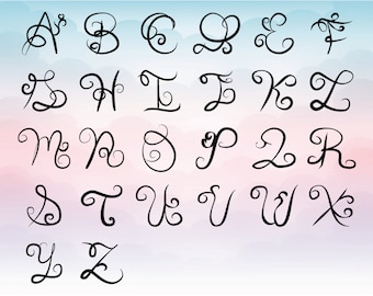 Curly Monogram Font Design Files for cutting svg, eps, pdf, png font files for cameo, cricut, Cuttable letters