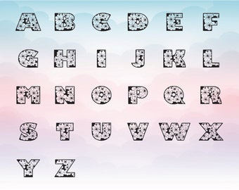 Full Alphabet SVG Fonts Cutfile - Nature Flower monogram - cricut font - Studio3 DXF EPS Silhouette Cameo - Png font files