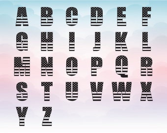 American flag, USA font, Flag USA svg font, United states letters, Patriotic letters, SVG Dxf Studio3 Cricut font, Png letters