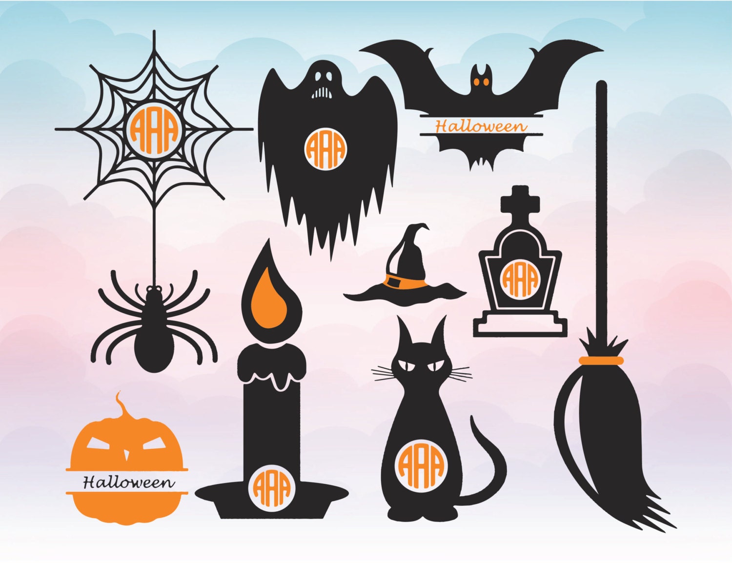 Download Halloween SVG monogram frame bundle Halloween SVG designs ...