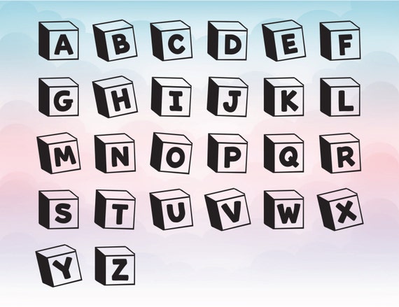 Download 3D blocks vinyl letters toy SVG font Vector alphabet for | Etsy