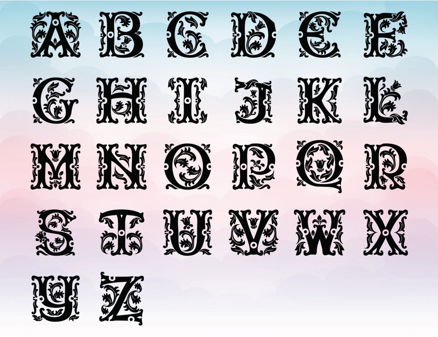 Download Monogram letter SVG alphabet Beuty monogram font for cutting | Etsy