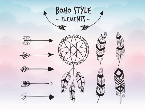 Download Boho style elements SVG vector elements Feathers Arrows | Etsy