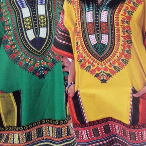 Traditional Print Dashiki in assorted colors, with a stand- out Design, 100% Cotton, Sizes: Small, Medium, Large 1x, 2x. in all colors...