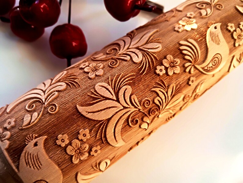 textured wooden rolling pins